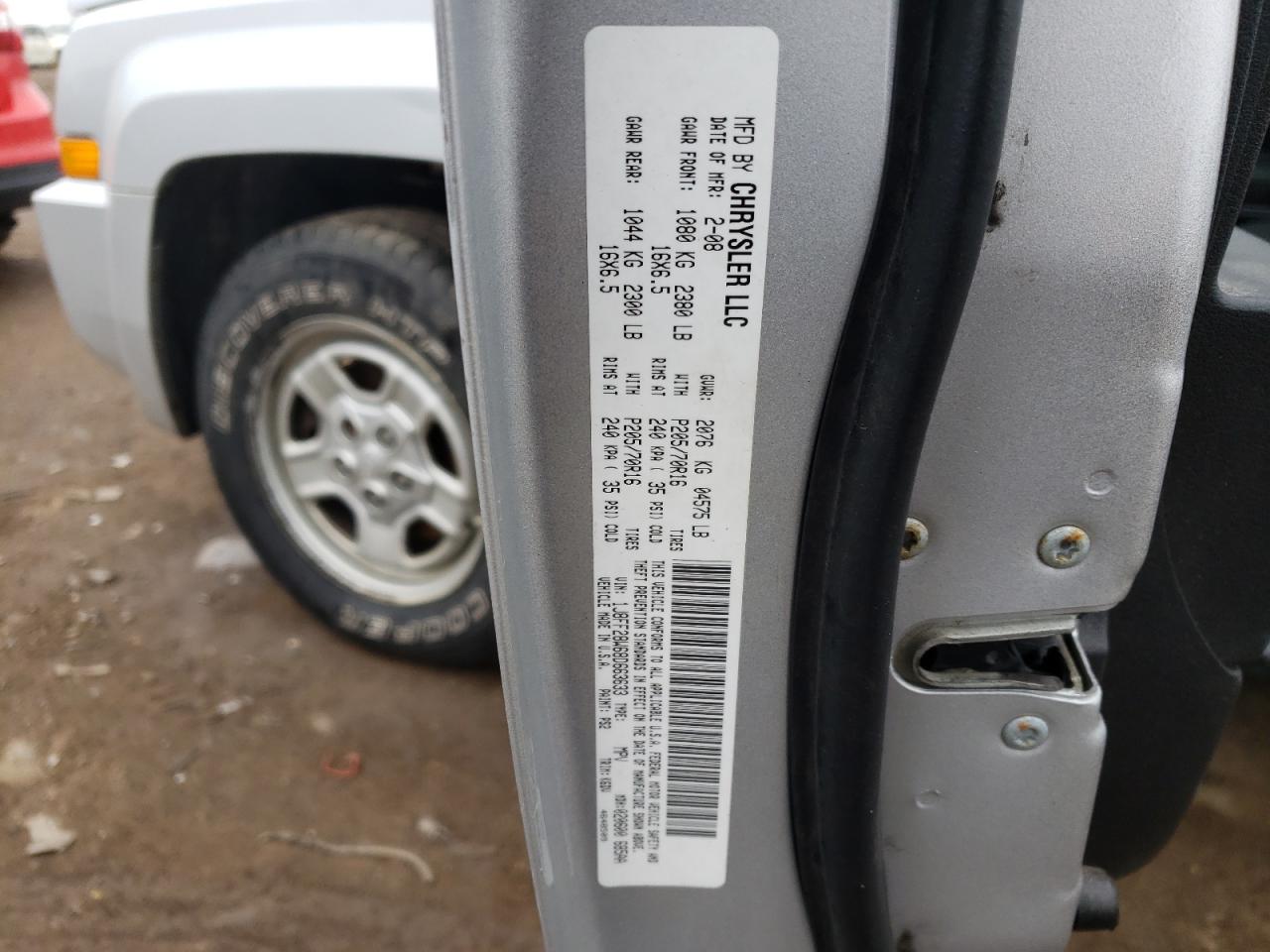 Photo 10 from auction – 2008 JEEP PATRIOT SP with VIN 1J8FF28W68D663633