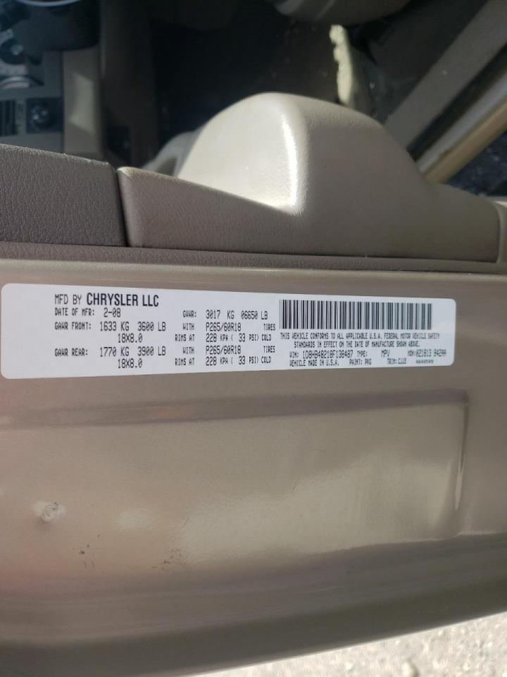 Photo 10 from auction – 2008 DODGE DURANGO SL with VIN 1D8HB48218F138487
