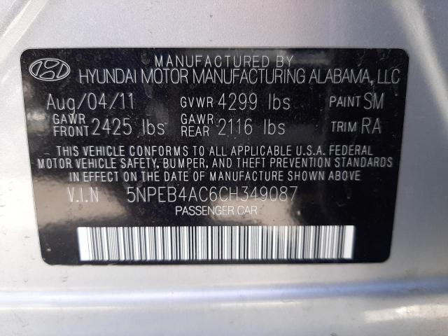 Photo 10 from auction – 2012 HYUNDAI SONATA GLS with VIN 5NPEB4AC6CH349087