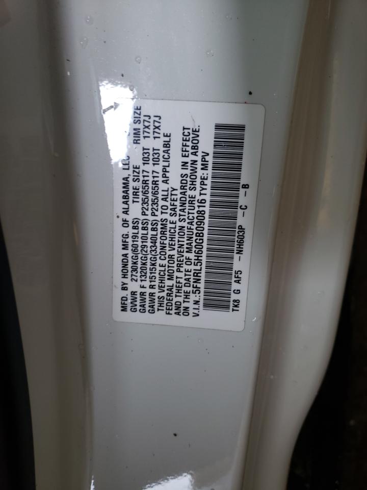 Photo 10 from auction – 2016 HONDA ODYSSEY EX with VIN 5FNRL5H60GB090816