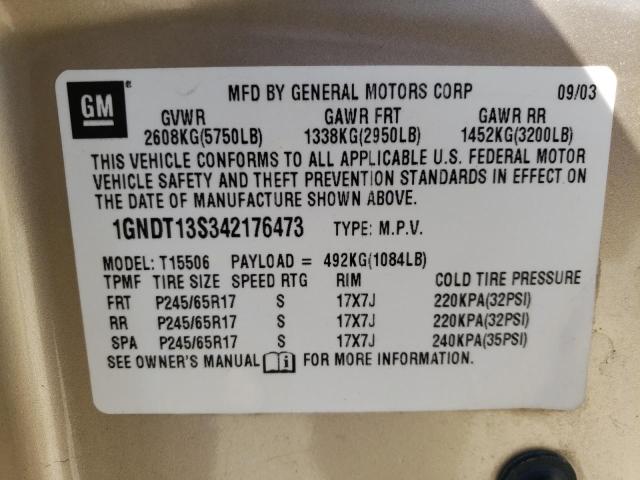 Photo 10 from auction – 2004 CHEVROLET TRAILBLAZE with VIN 1GNDT13S342176473