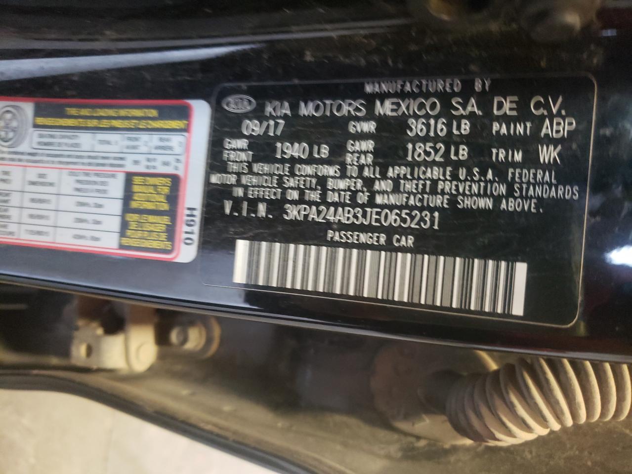Photo 10 from auction – 2018 KIA RIO LX with VIN 3KPA24AB3JE065231