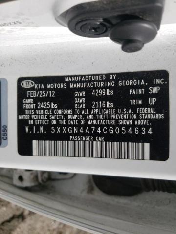 Photo 10 from auction – 2012 KIA OPTIMA EX with VIN 5XXGN4A74CG054634