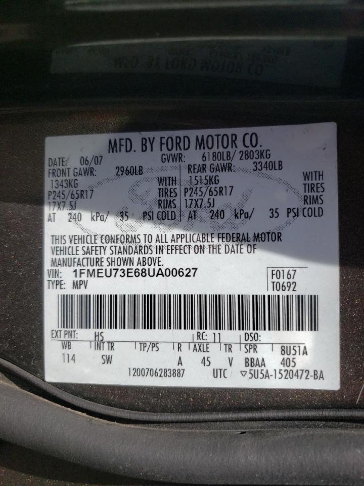 Photo 10 from auction – 2008 FORD EXPLORER X with VIN 1FMEU73E68UA00627