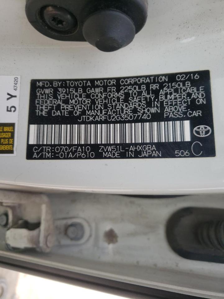 Photo 10 from auction – 2016 TOYOTA PRIUS with VIN JTDKARFU2G3507740