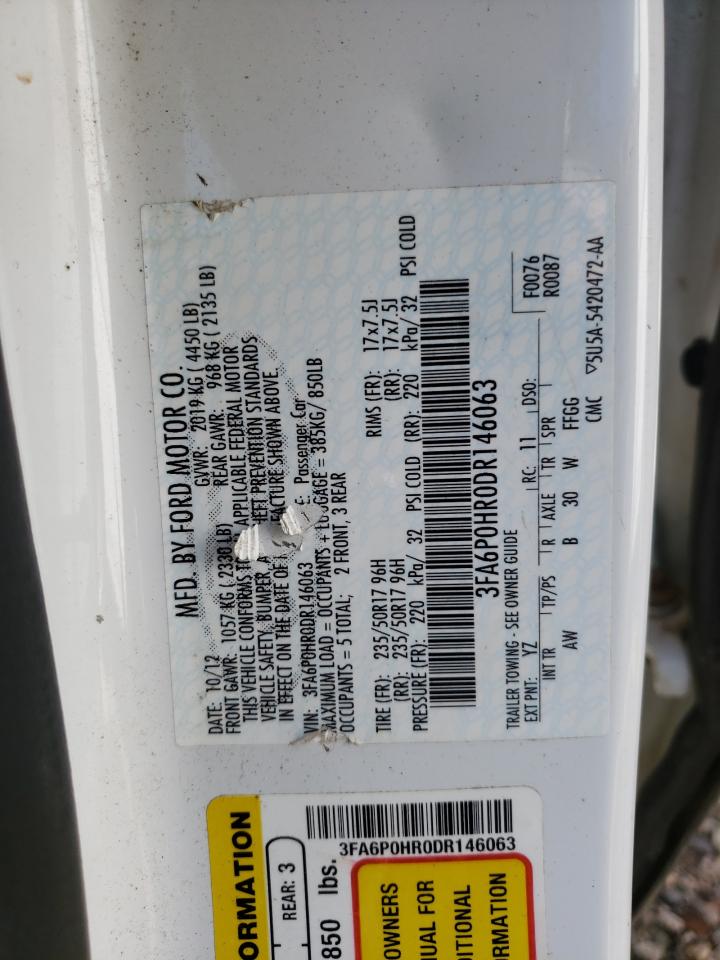 Photo 10 from auction – 2013 FORD FUSION SE with VIN 3FA6P0HR0DR146063