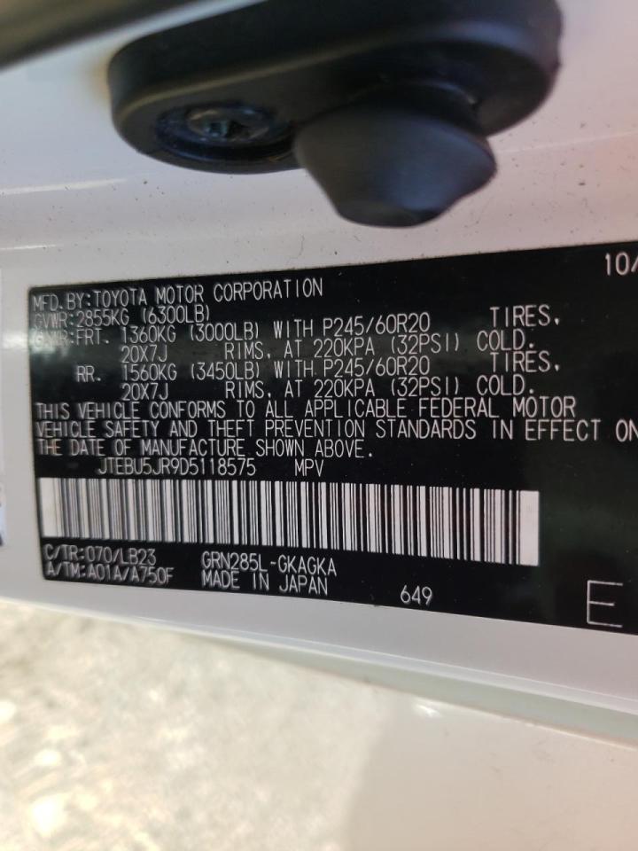 Photo 10 from auction – 2013 TOYOTA 4RUNNER SR with VIN JTEBU5JR9D5118575