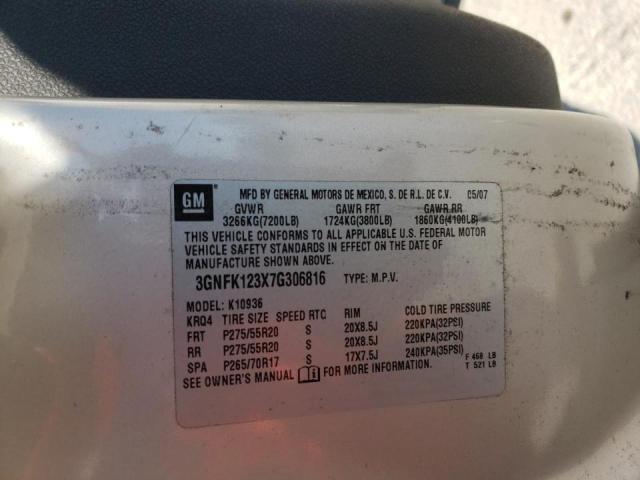 Photo 10 from auction – 2007 CHEVROLET AVALANCHE with VIN 3GNFK123X7G306816
