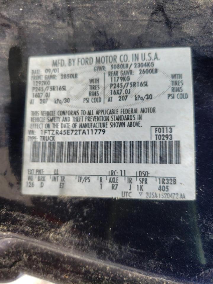 Photo 10 from auction – 2002 FORD RANGER SUP with VIN 1FTZR45E72TA11779