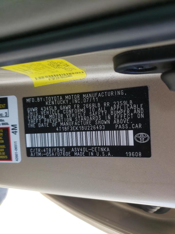 Photo 10 from auction – 2011 TOYOTA CAMRY BASE with VIN 4T1BF3EK1BU226493