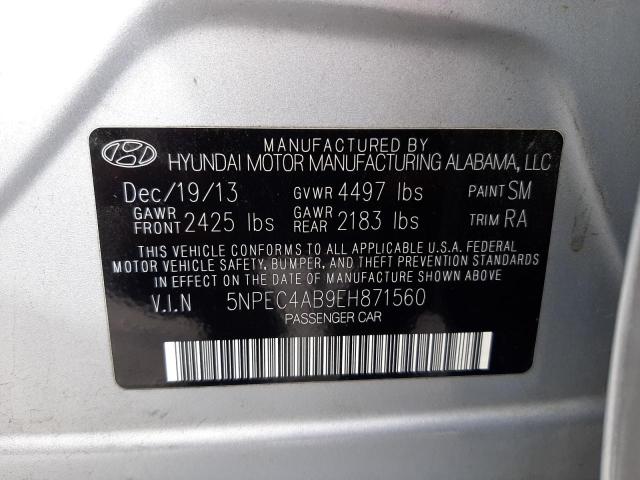 Photo 10 from auction – 2014 HYUNDAI SONATA SE with VIN 5NPEC4AB9EH871560