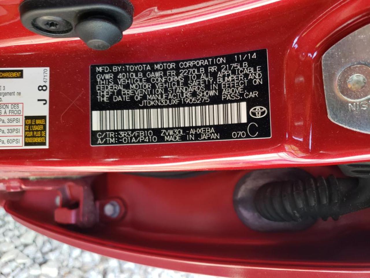 Photo 10 from auction – 2015 TOYOTA PRIUS with VIN JTDKN3DUXF1905275