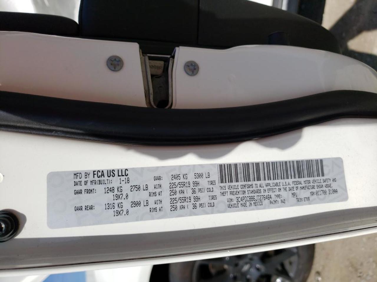 Photo 10 from auction – 2018 DODGE JOURNEY SX with VIN 3C4PDCBB6JT276464