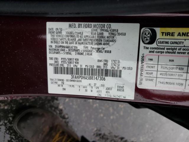 Photo 10 from auction – 2011 FORD FUSION SE with VIN 3FAHP0HA5BR147306
