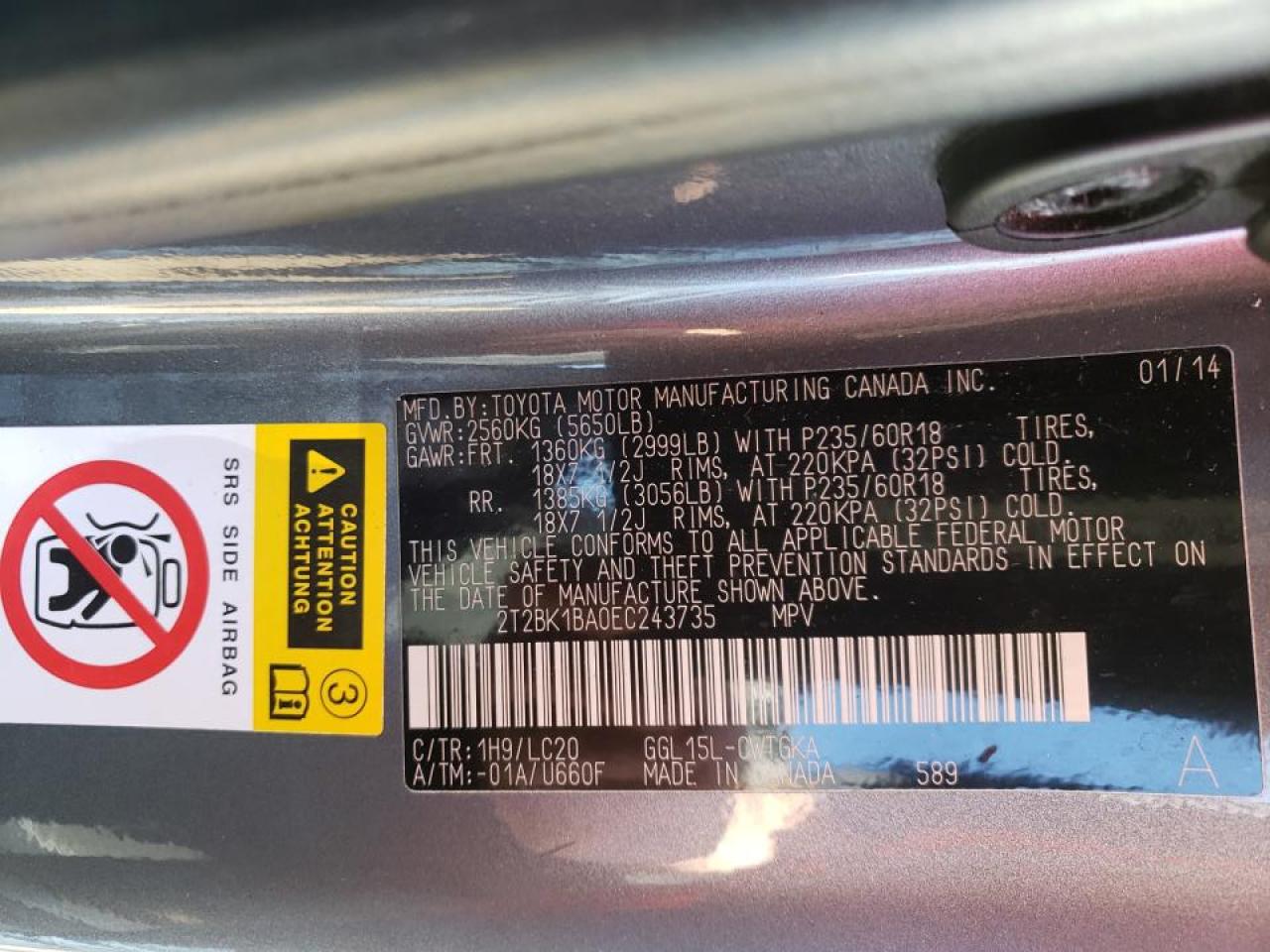 Photo 10 from auction – 2014 LEXUS RX 350 BAS with VIN 2T2BK1BA0EC243735