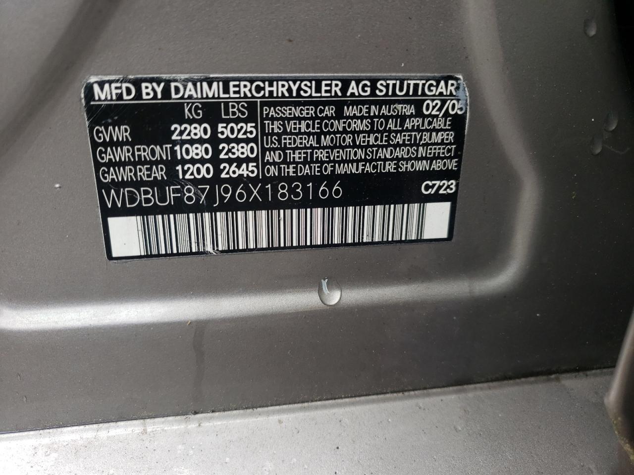 Photo 10 from auction – 2006 MERCEDES-BENZ E 350 4MAT with VIN WDBUF87J96X183166