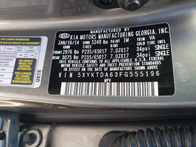 Photo 10 from auction – 2015 KIA SORENTO LX with VIN 5XYKTDA63FG555196