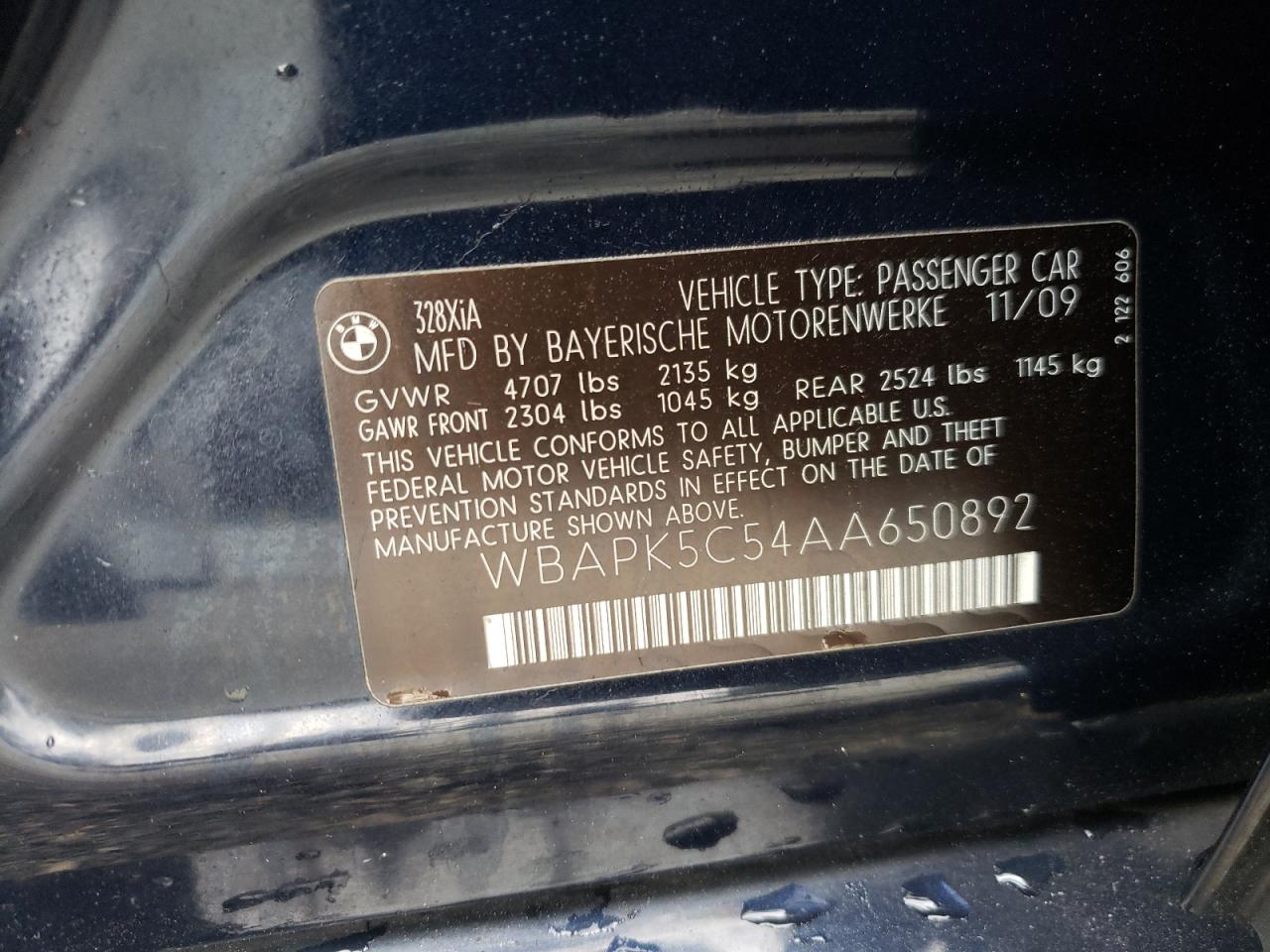 Photo 10 from auction – 2010 BMW 328 XI SUL with VIN WBAPK5C54AA650892