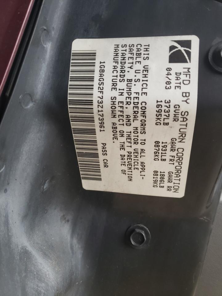 Foto 10 de la subasta – 2003 SATURN ION LEVEL con VIN 1G8AG52F73Z173961