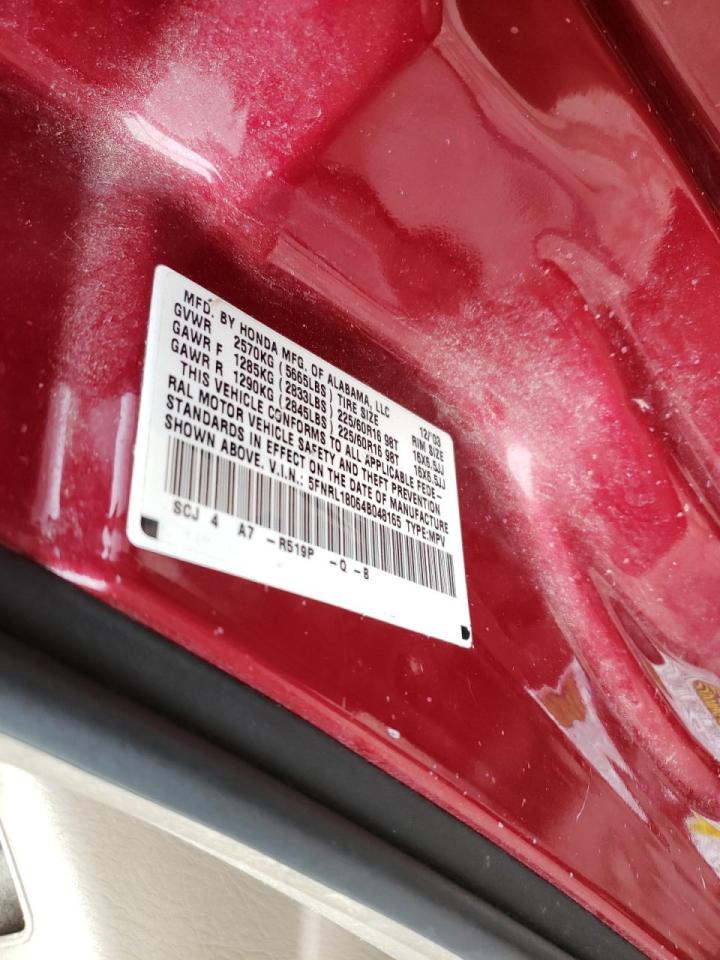 Photo 10 from auction – 2004 HONDA ODYSSEY EX with VIN 5FNRL18064B048165