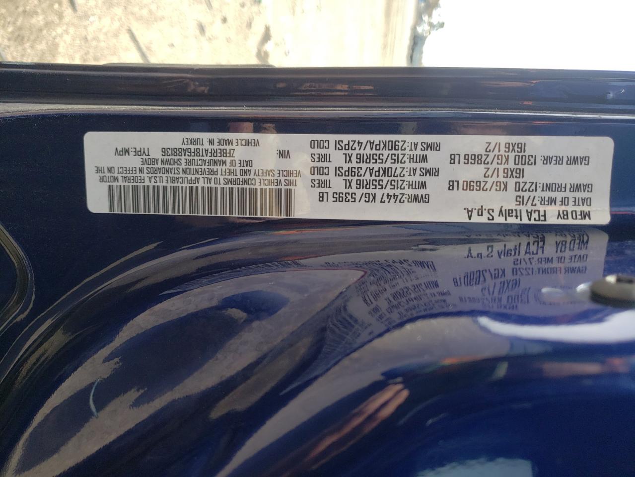 Photo 11 from auction – 2015 RAM PROMASTER with VIN ZFBERFAT8F6A88136