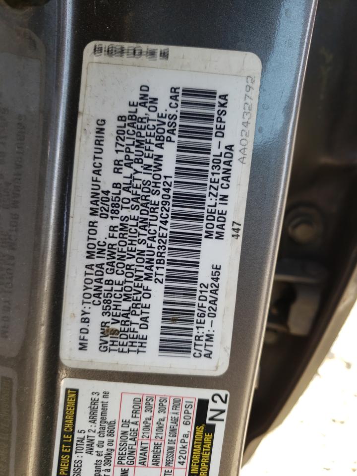 Photo 10 from auction – 2004 TOYOTA COROLLA with VIN 2T1BR32E74C290421