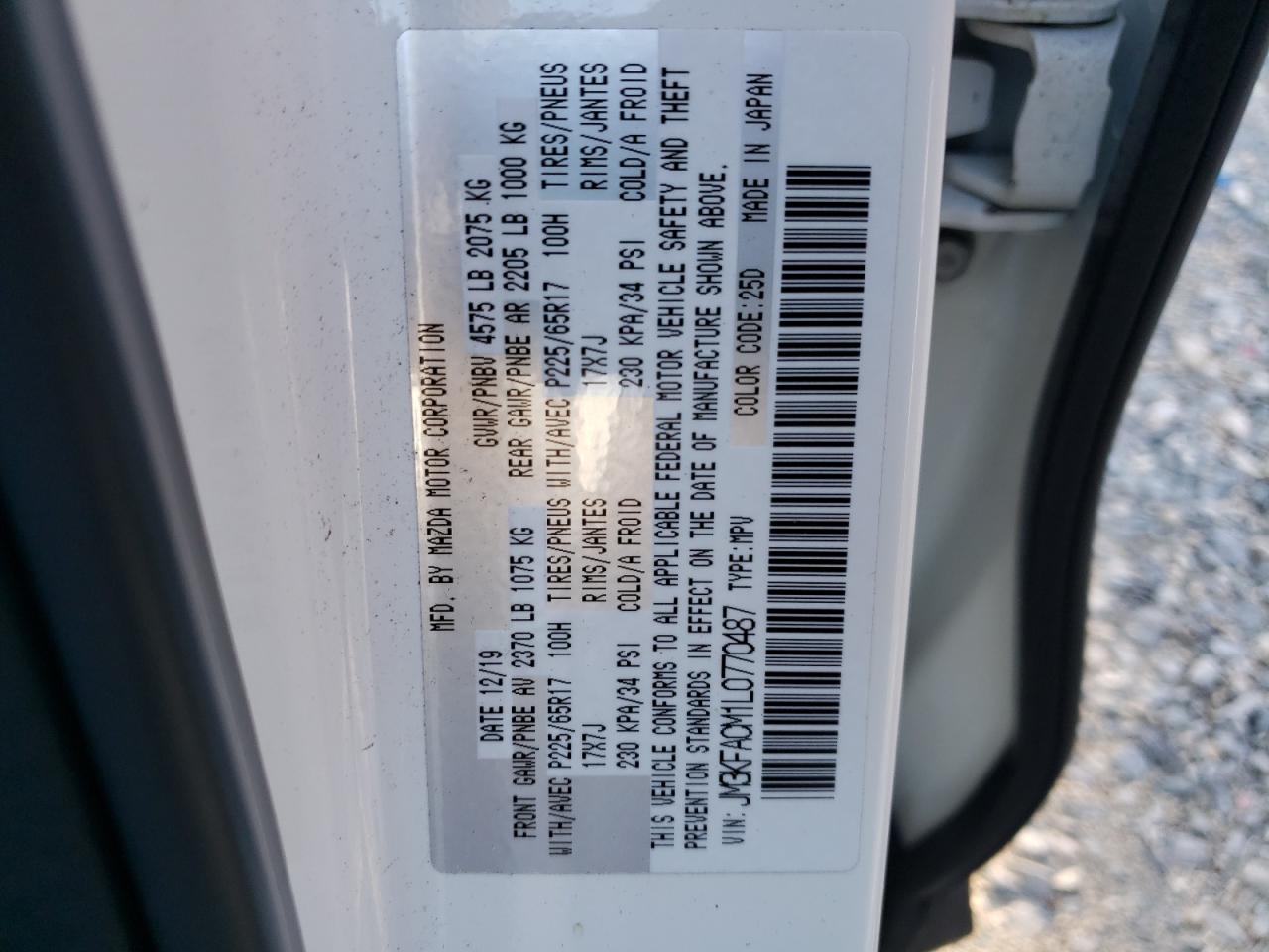 Photo 10 from auction – 2020 MAZDA CX-5 TOURI with VIN JM3KFACM1L0770487