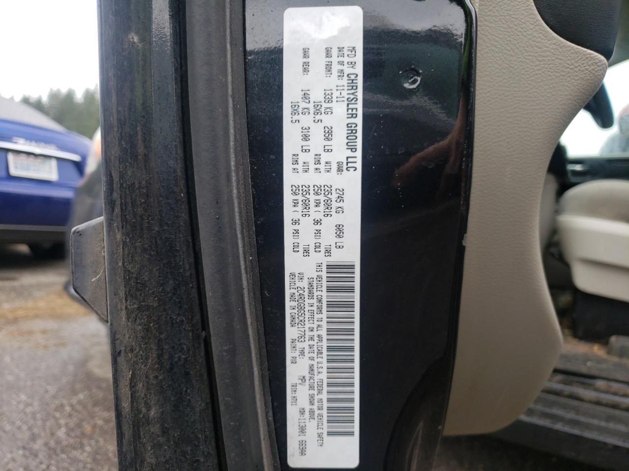 Photo 10 from auction – 2012 DODGE GRAND CARA with VIN 2C4RDGBG5CR217763