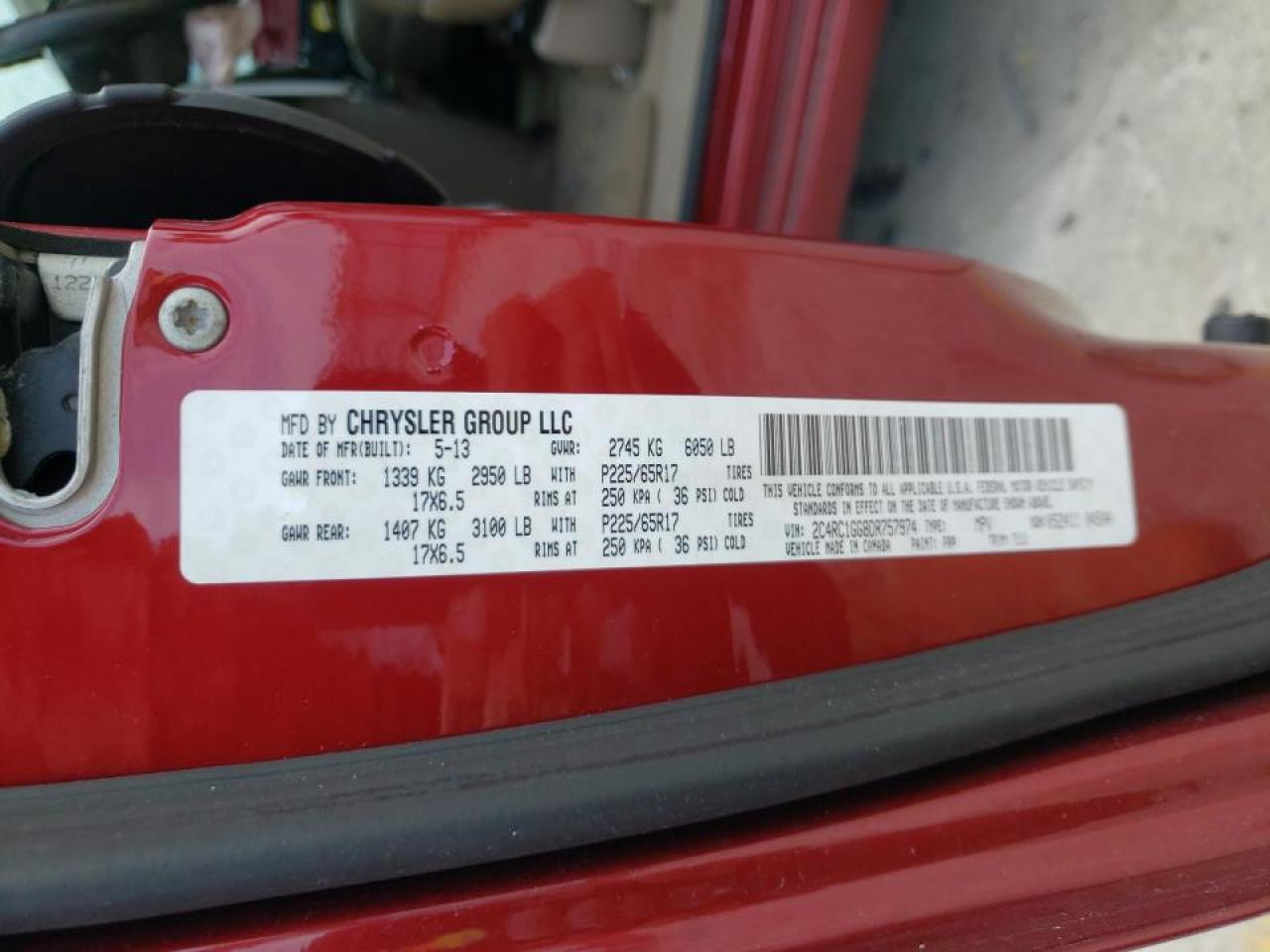 Photo 10 from auction – 2013 CHRYSLER TOWN & COU with VIN 2C4RC1GG8DR757974