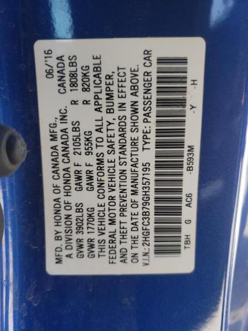 Photo 10 from auction – 2016 HONDA CIVIC EXL with VIN 2HGFC3B79GH357195