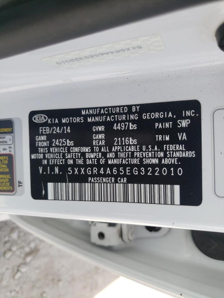 Photo 10 from auction – 2014 KIA OPTIMA SX with VIN 5XXGR4A65EG322010
