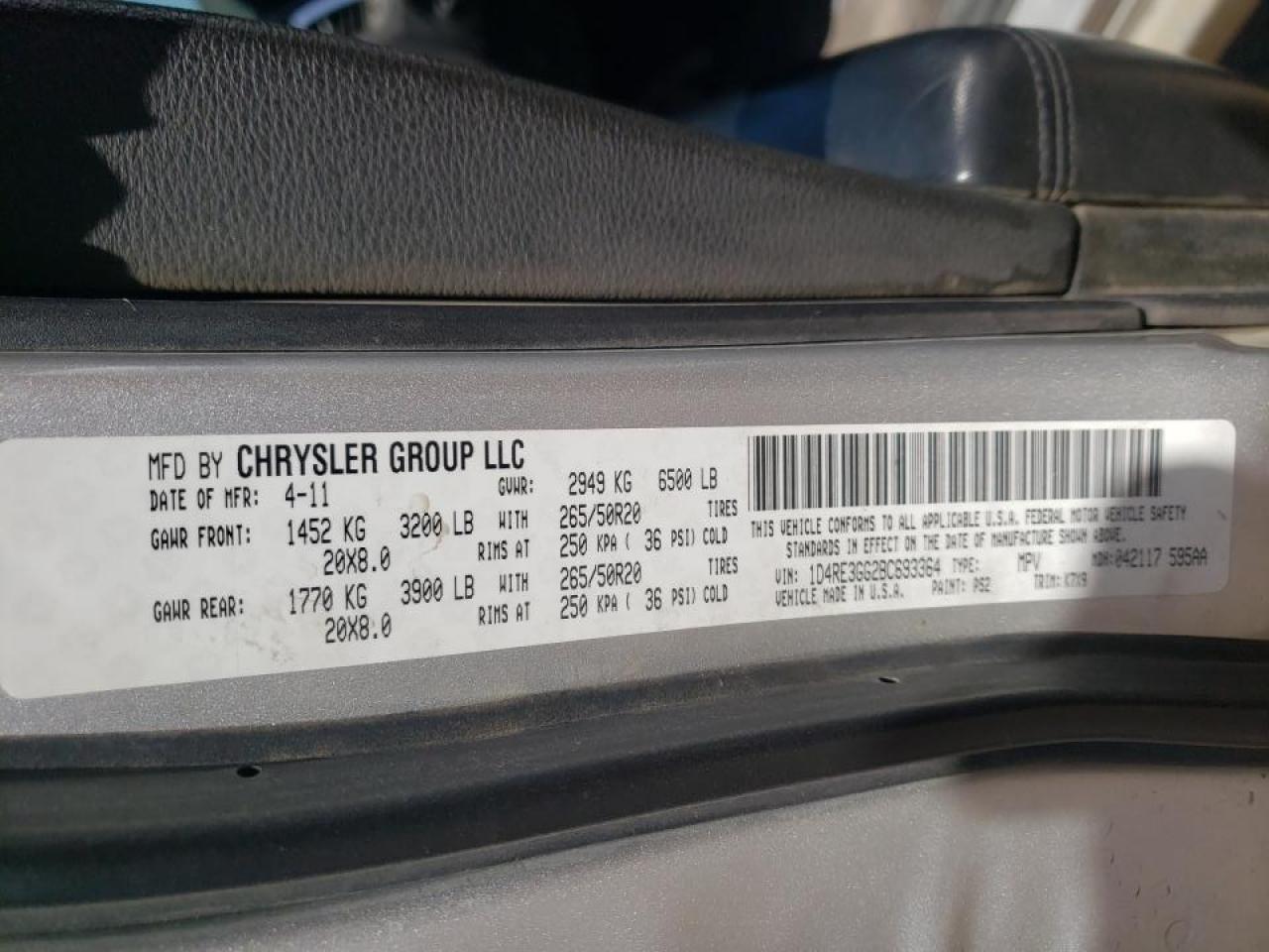 Photo 10 from auction – 2011 DODGE DURANGO HE with VIN 1D4RE3GG2BC693364
