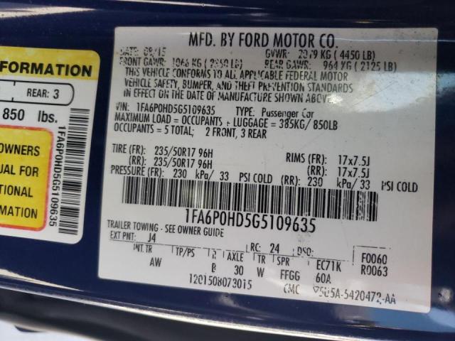 Photo 10 from auction – 2016 FORD FUSION SE with VIN 1FA6P0HD5G5109635