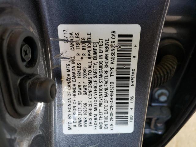 Photo 10 from auction – 2017 HONDA CIVIC LX with VIN 2HGFC2F54HH545210