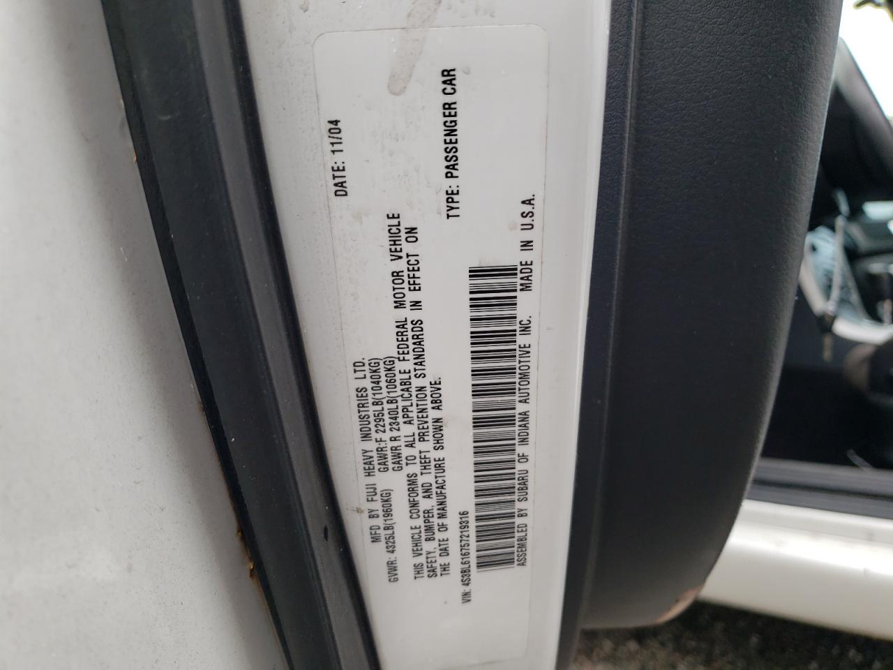 Photo 10 from auction – 2005 SUBARU LEGACY 2.5 with VIN 4S3BL616757219316