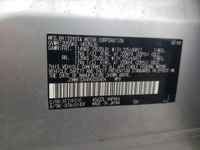 Zdjęcie 10 z aukcji – 2009 TOYOTA RAV4 z VIN JTMBF33V49D020404