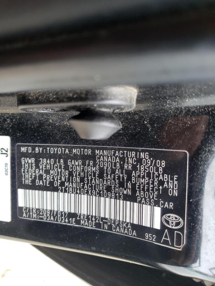 Photo 10 from auction – 2009 TOYOTA COROLLA with VIN 2T1BU40EX9C109813