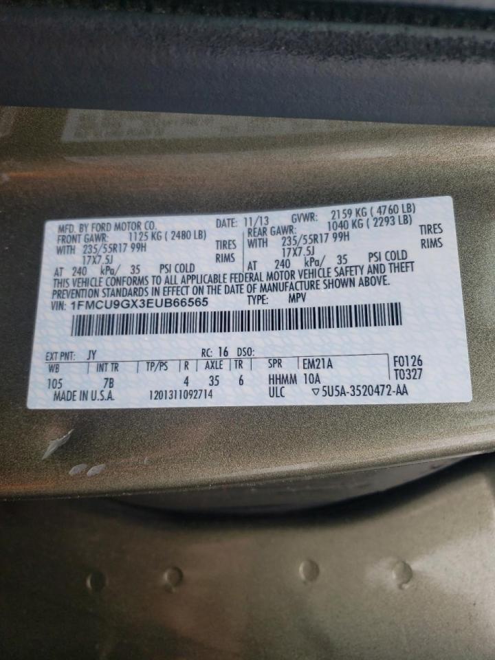 Photo 10 from auction – 2014 FORD ESCAPE SE with VIN 1FMCU9GX3EUB66565