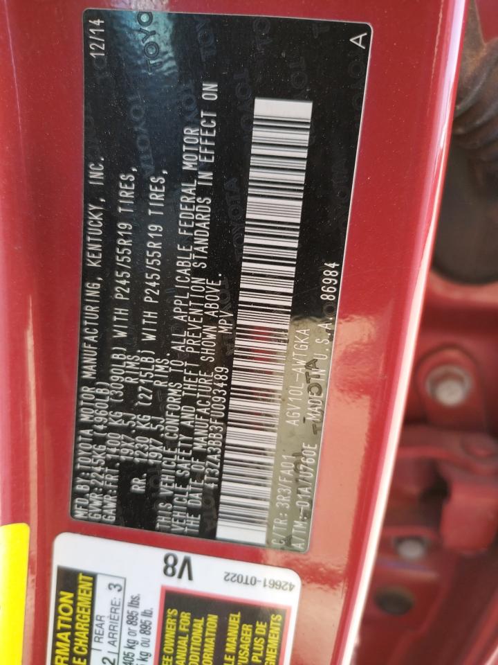 Photo 10 from auction – 2015 TOYOTA VENZA LE with VIN 4T3ZA3BB3FU093489