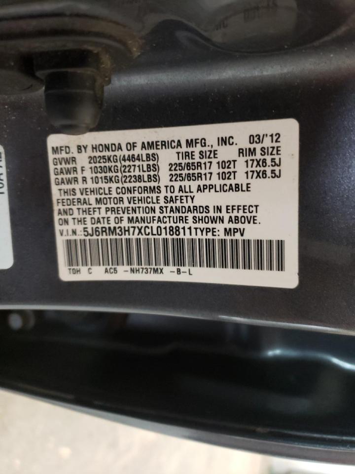 Photo 10 from auction – 2012 HONDA CR-V EXL with VIN 5J6RM3H7XCL018811