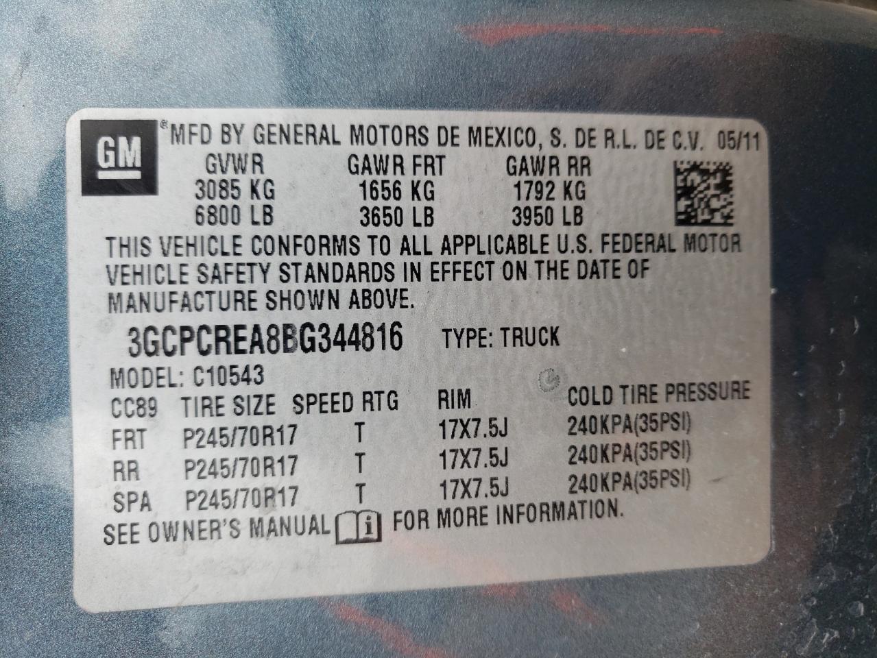 Photo 10 from auction – 2011 CHEVROLET SILVERADO with VIN 3GCPCREA8BG344816