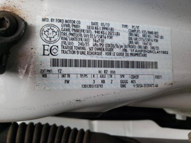 Photo 10 from auction – 2012 FORD FOCUS SEL with VIN 1FAHP3H26CL411952