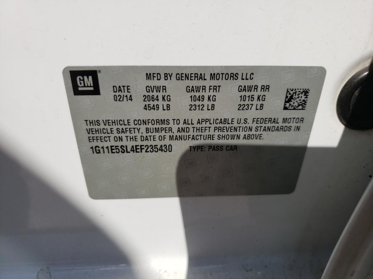 Photo 11 from auction – 2014 CHEVROLET MALIBU 2LT with VIN 1G11E5SL4EF235430