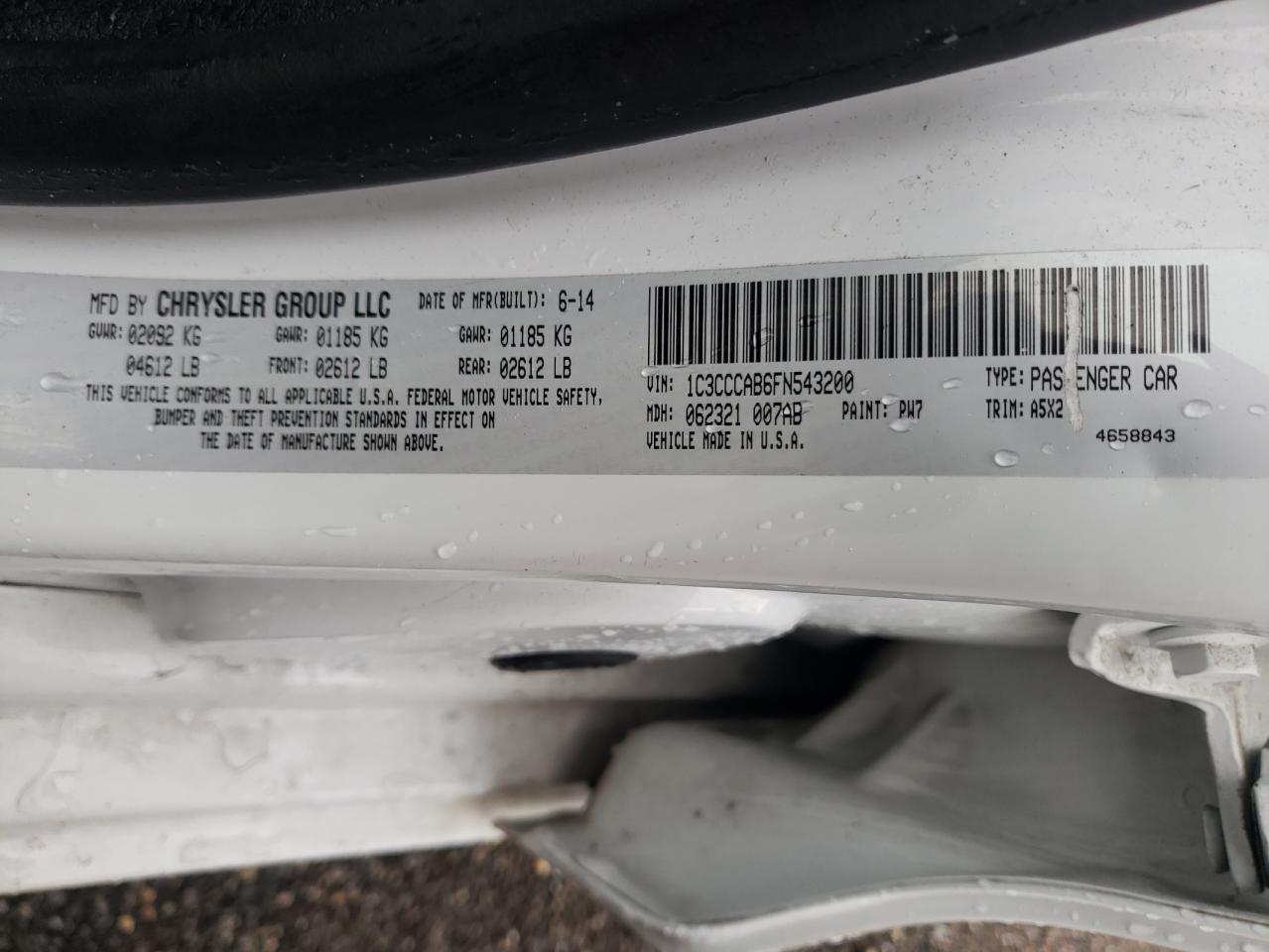 Photo 10 from auction – 2015 CHRYSLER UK with VIN 1C3CCCAB6FN543200