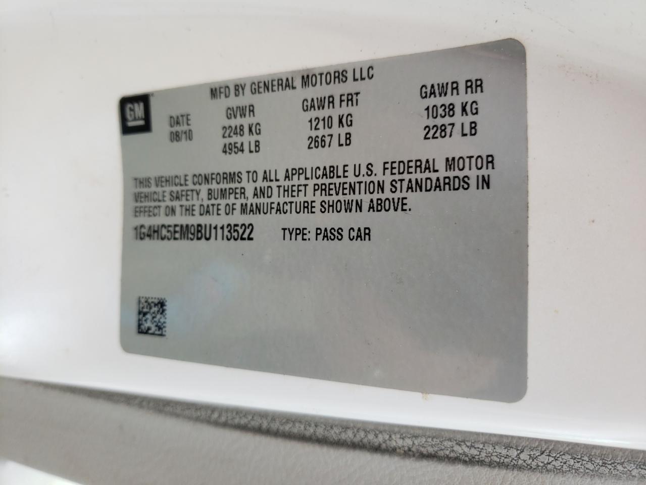 Фото 10 с аукциона – 2011 BUICK LUCERNE CX с VIN 1G4HC5EM9BU113522