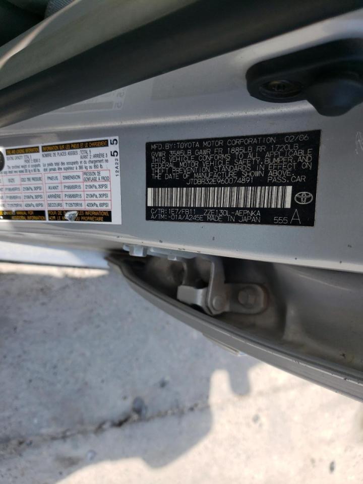 Photo 10 from auction – 2006 TOYOTA COROLLA CE with VIN JTDBR32E960074891