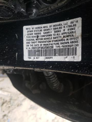Photo 10 from auction – 2016 HONDA CIVIC LX with VIN 19XFC2F58GE065230