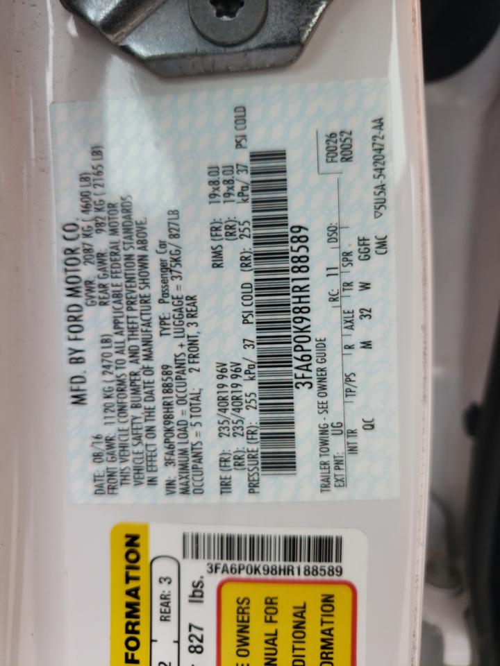 Photo 10 from auction – 2017 FORD FUSION TIT with VIN 3FA6P0K98HR188589