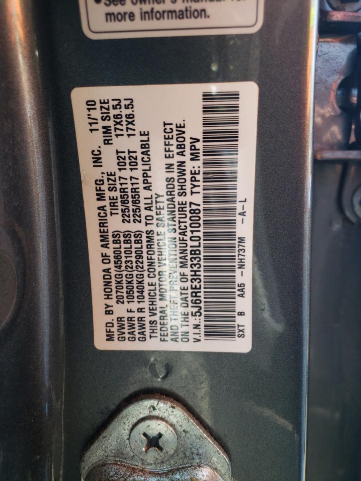Photo 10 from auction – 2011 HONDA CR-V LX with VIN 5J6RE3H33BL010087