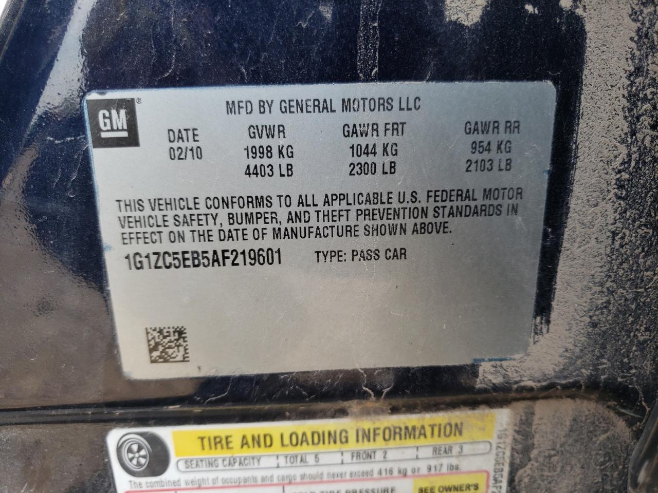 Photo 10 from auction – 2010 CHEVROLET MALIBU with VIN 1G1ZC5EB5AF219601